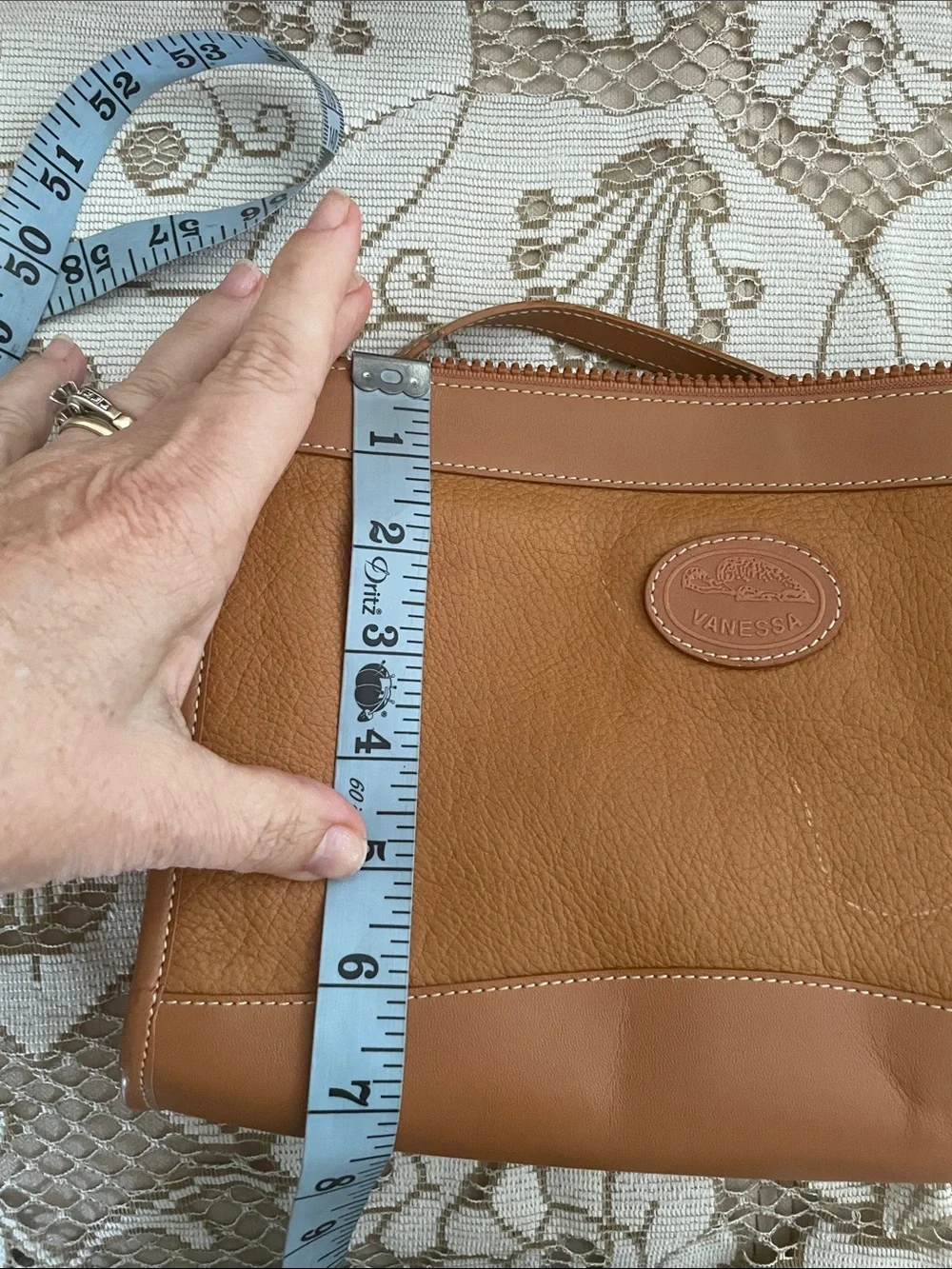 Vintage VANESSA Carmel  2 Piece Set Classic Briefcase Portfolio & Crossbody Tags